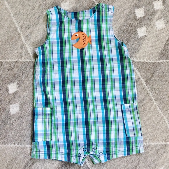 Carter's Other - Carter’s Plaid Goldfish JonJon/Romper